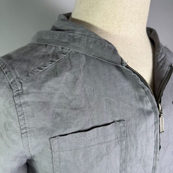 Saint Tropez West 100% Linen Jacket, Gray Drawstring, Sz Small, Excellent 2/$50 - Picture 4 of 15